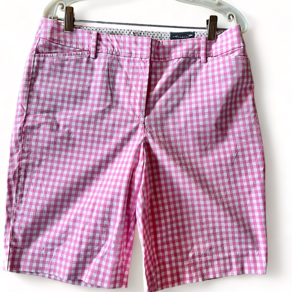 Talbots Pink Gingham Perfect Bermuda Shorts S 10